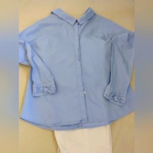 Euro Oxford Blue blouse Petite 2/4 EURO164